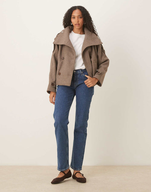 Vita Oversized Funnel Neck Coat - Taupe