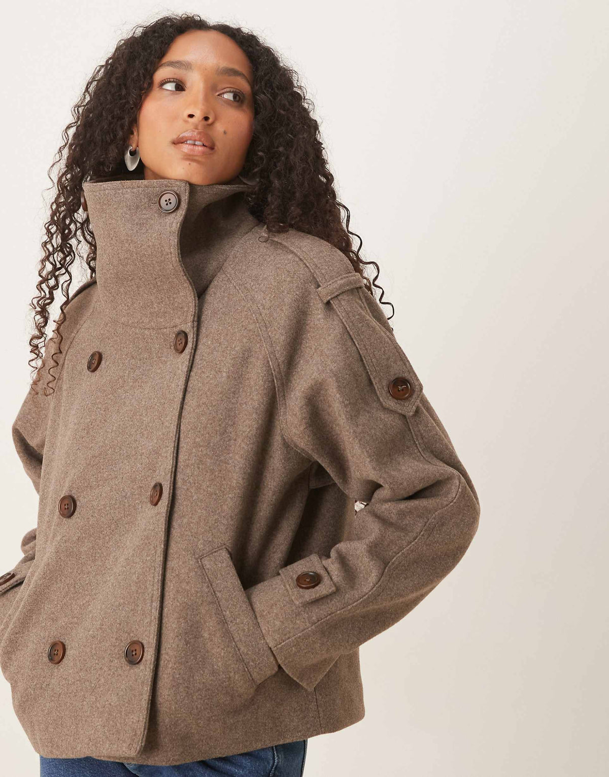 Vita Oversized Funnel Neck Coat - Taupe