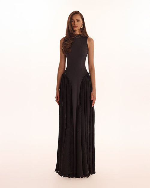 Vittoria Mock Neck Maxi Dress - Black
