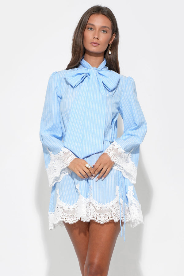 Waverleigh Tie Neck Mini Dress