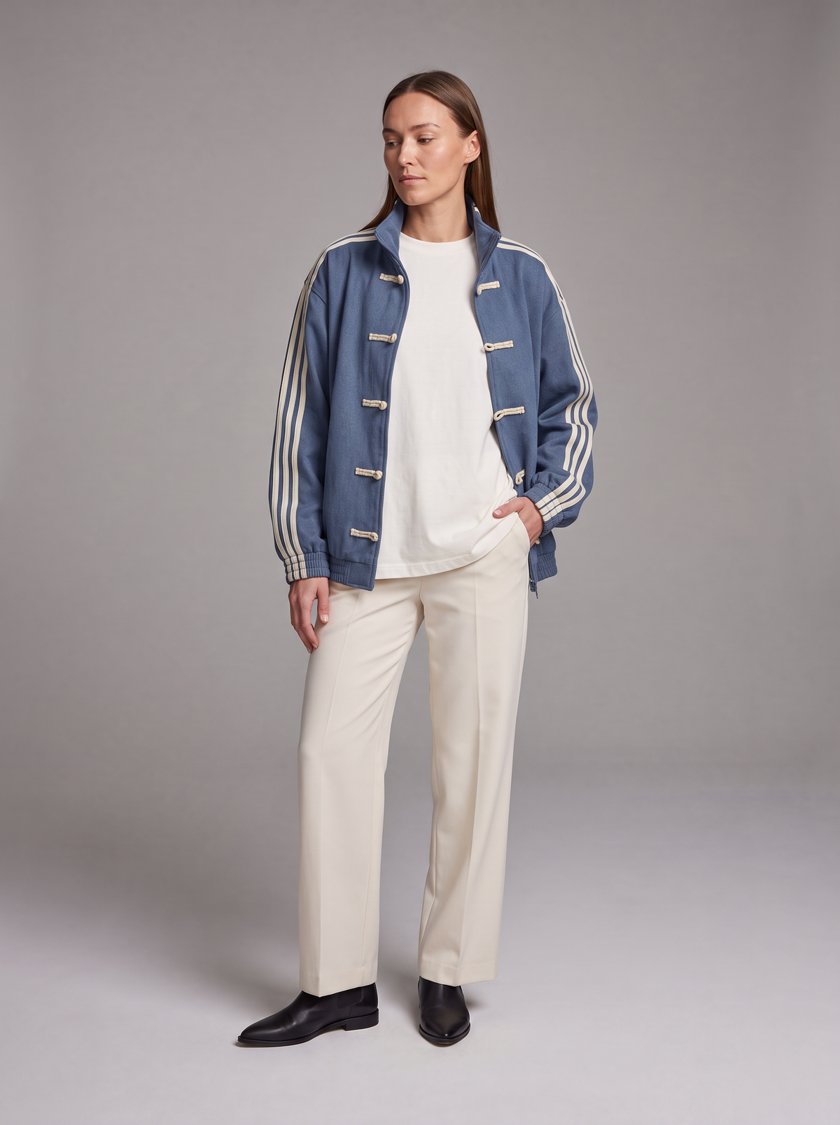 Wenna Contrast Stripe Track Jacket - Blue