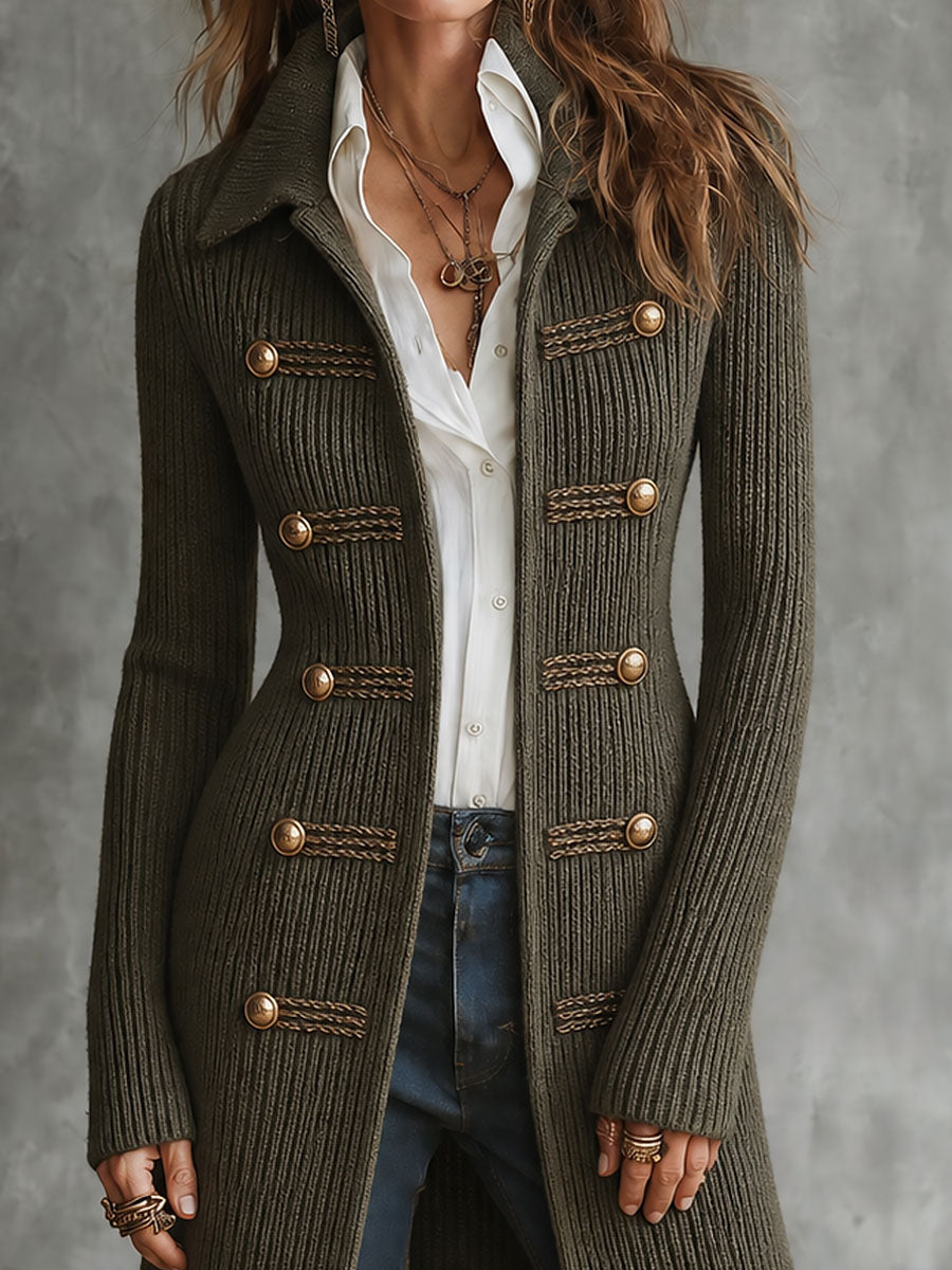 Wilma Military Longline Knit Cardigan - Army Green