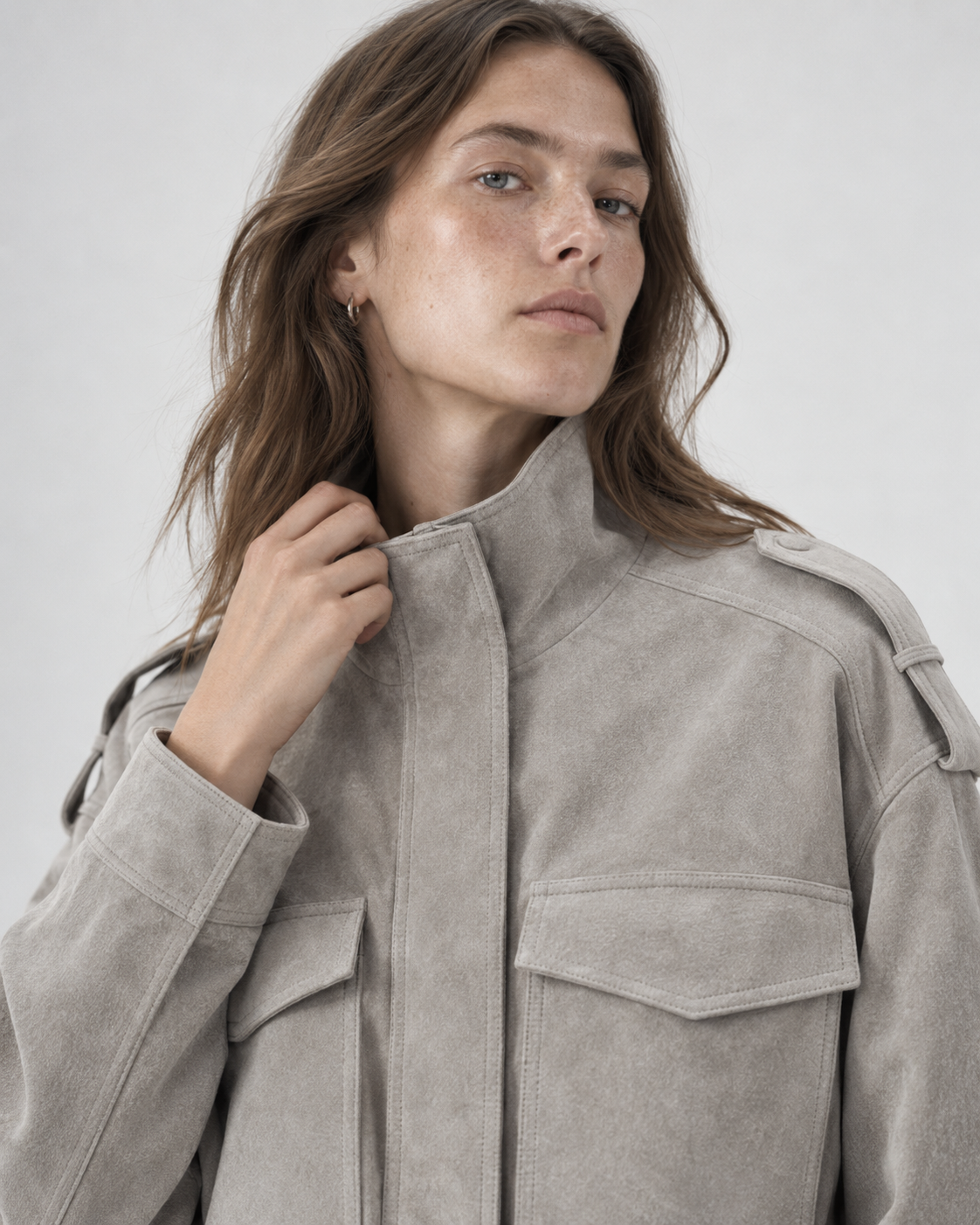 Winter Structured Cropped Jacket - Taupe
