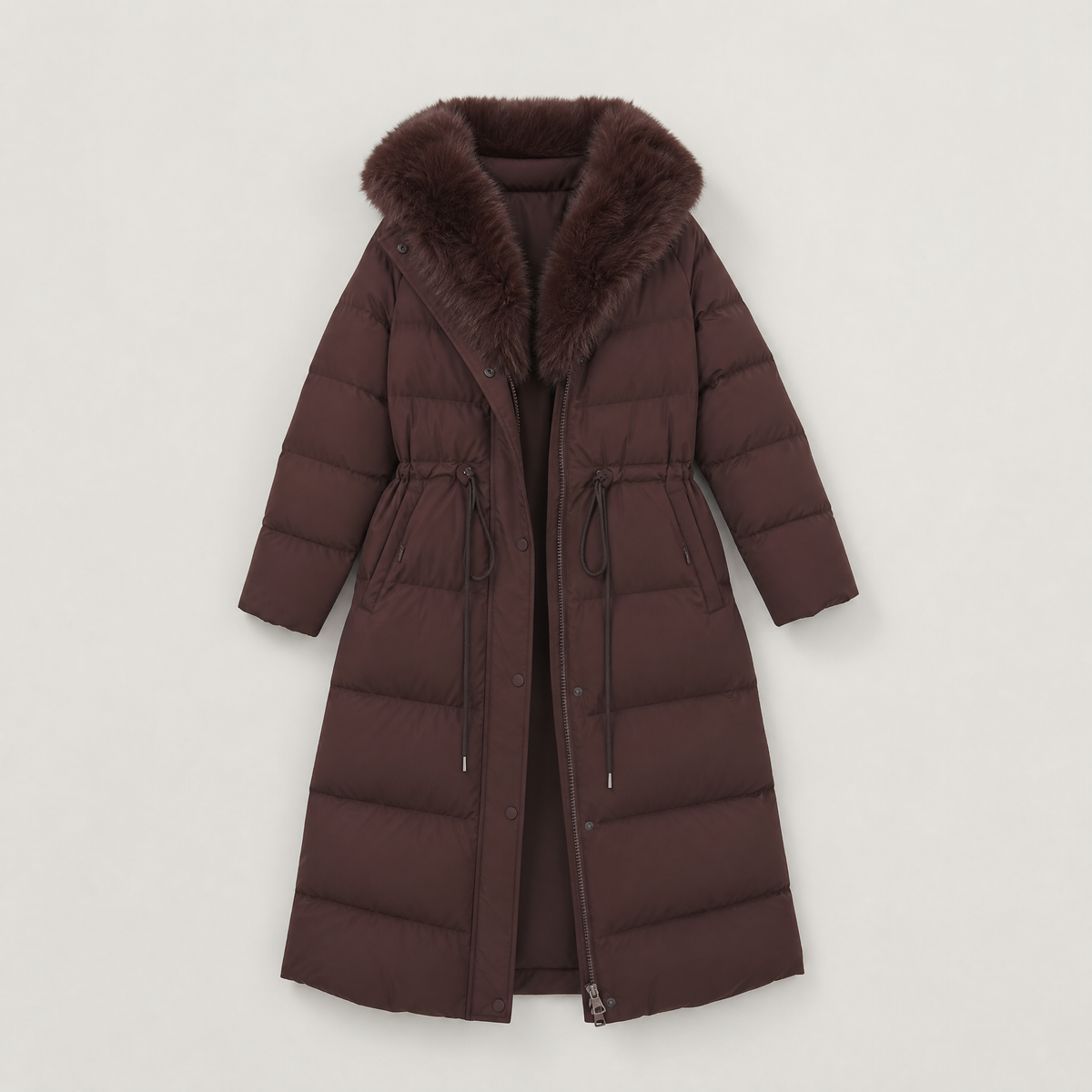 Xiomara Faux Fur Hood Puffer Coat - Brown