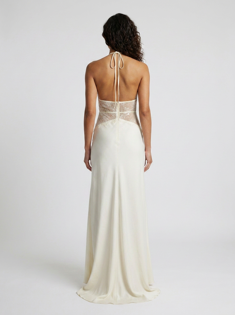 Yana Halter Lace Waist Maxi Dress - Ivory