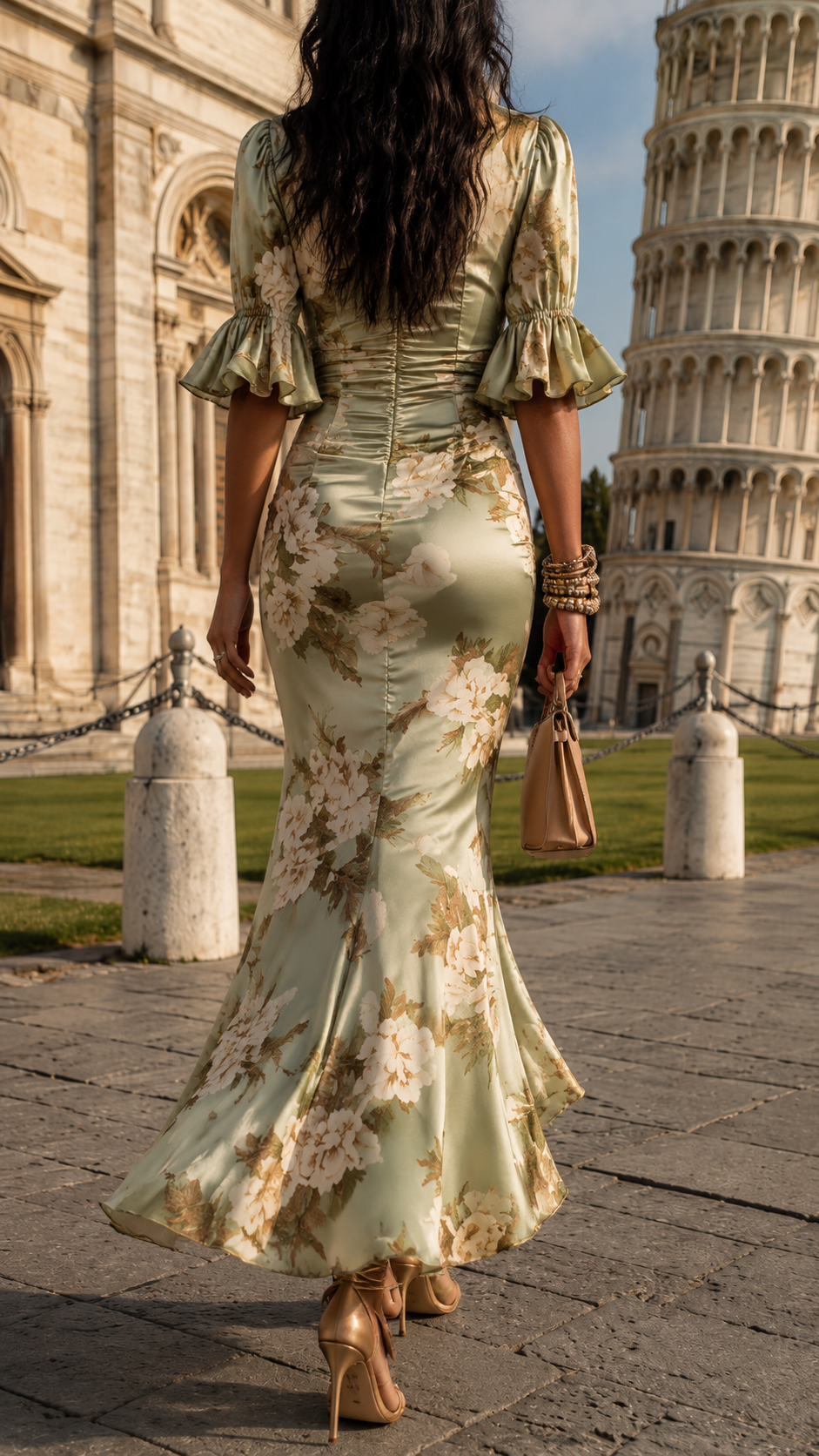 Zemira Floral Flutter Sleeve Maxi Dress - Sage Floral