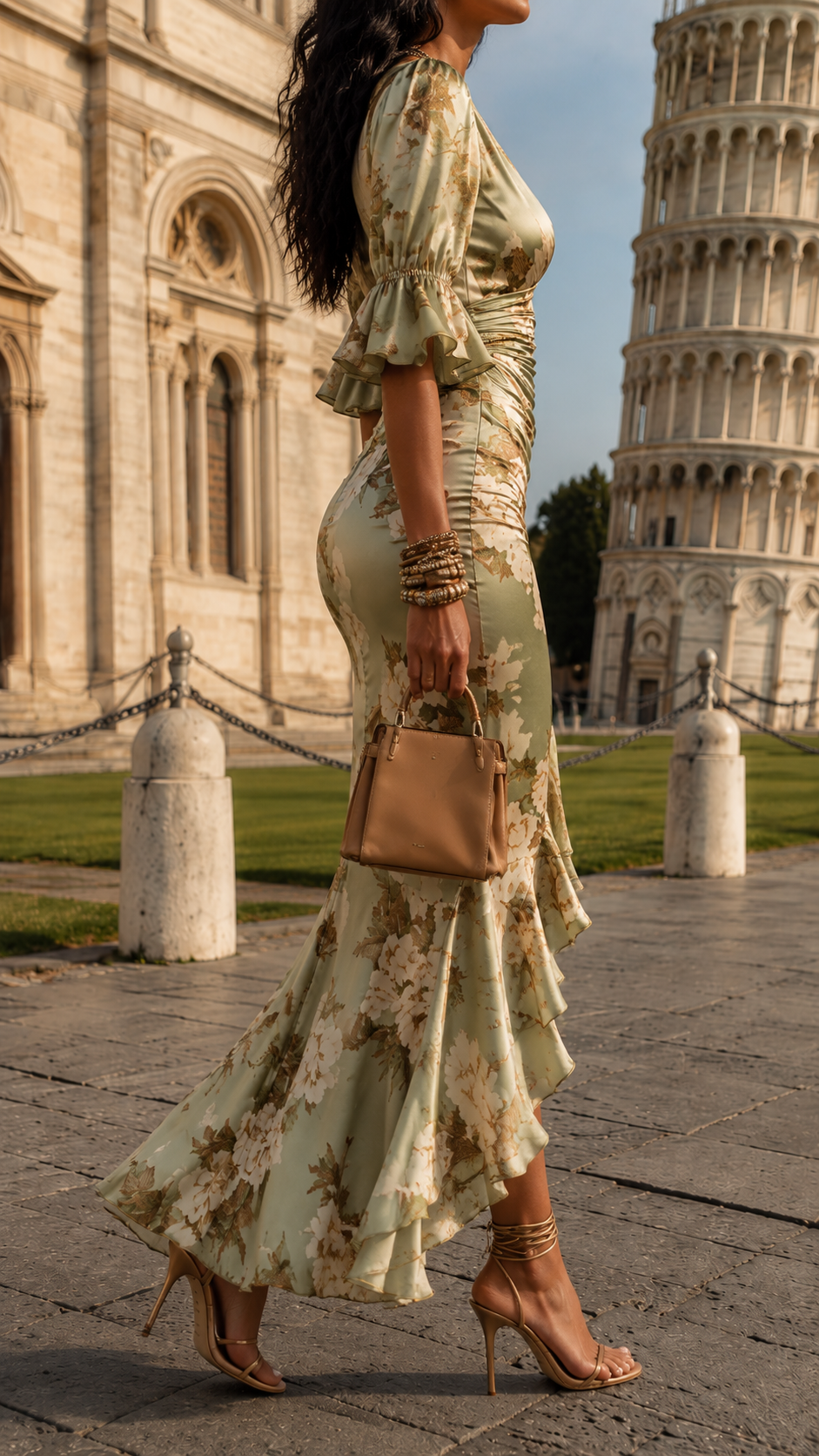 Zemira Floral Flutter Sleeve Maxi Dress - Sage Floral