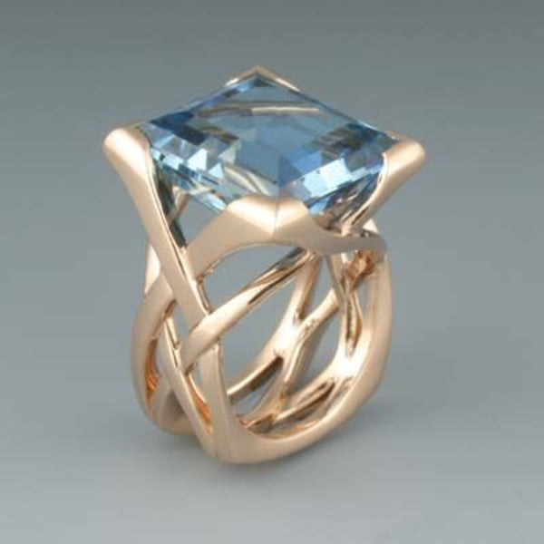 Zosia Blue Stone Woven Ring