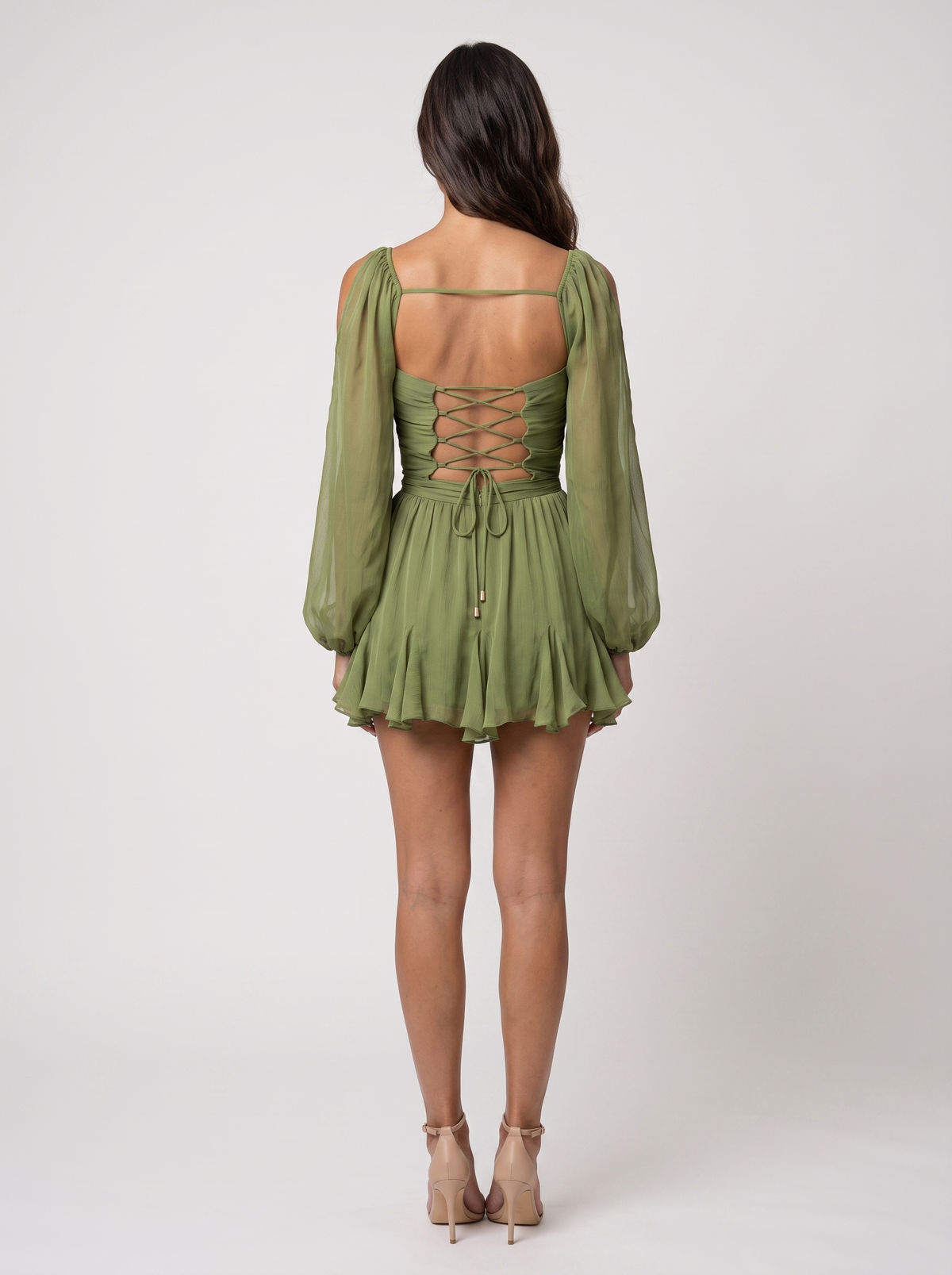 Lark Wrap Mini Dress - Olive Green