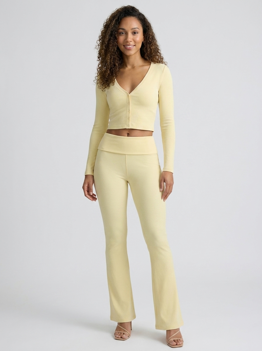 Lene Flare Pant Set - Butter Yellow