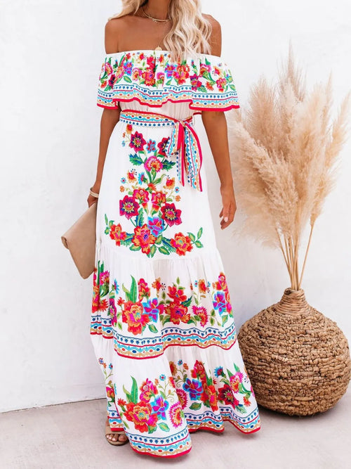 Liliane Floral Maxi Dress - White Floral