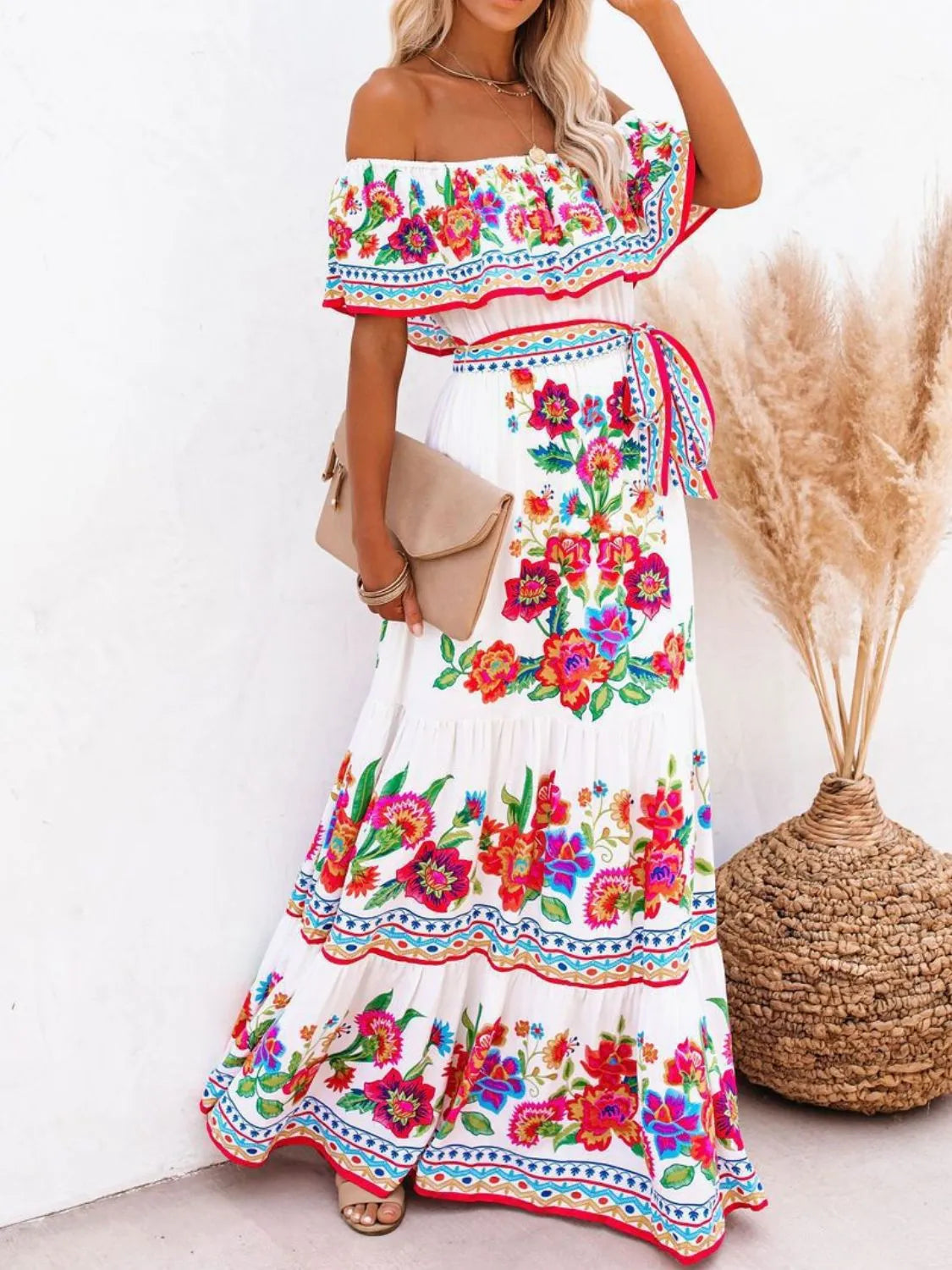 Liliane Floral Maxi Dress - White Floral