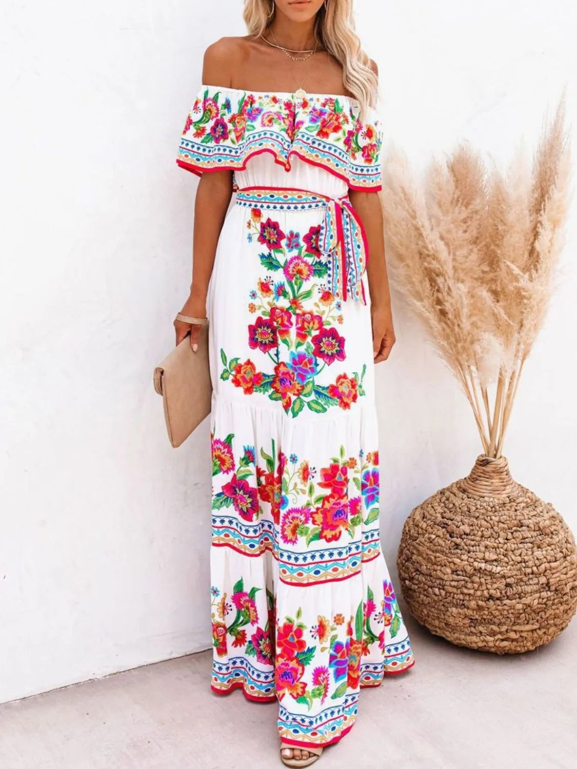 Liliane Floral Maxi Dress - White Floral