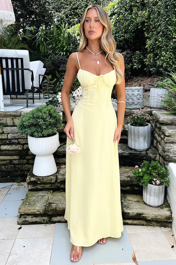Lorika Corset Maxi Dress - Butter Yellow