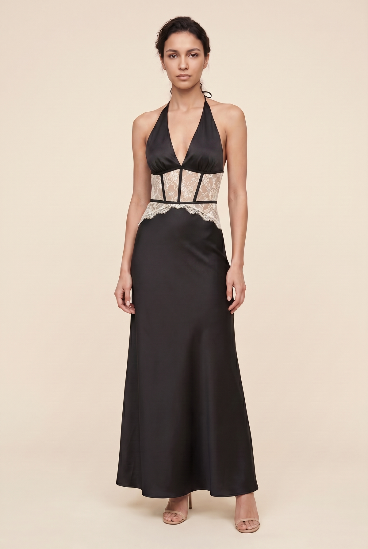 Lumen Lace Maxi Dress - Black Cream