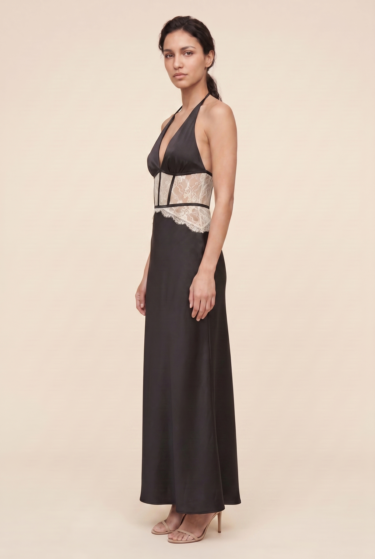 Lumen Lace Maxi Dress - Black Cream