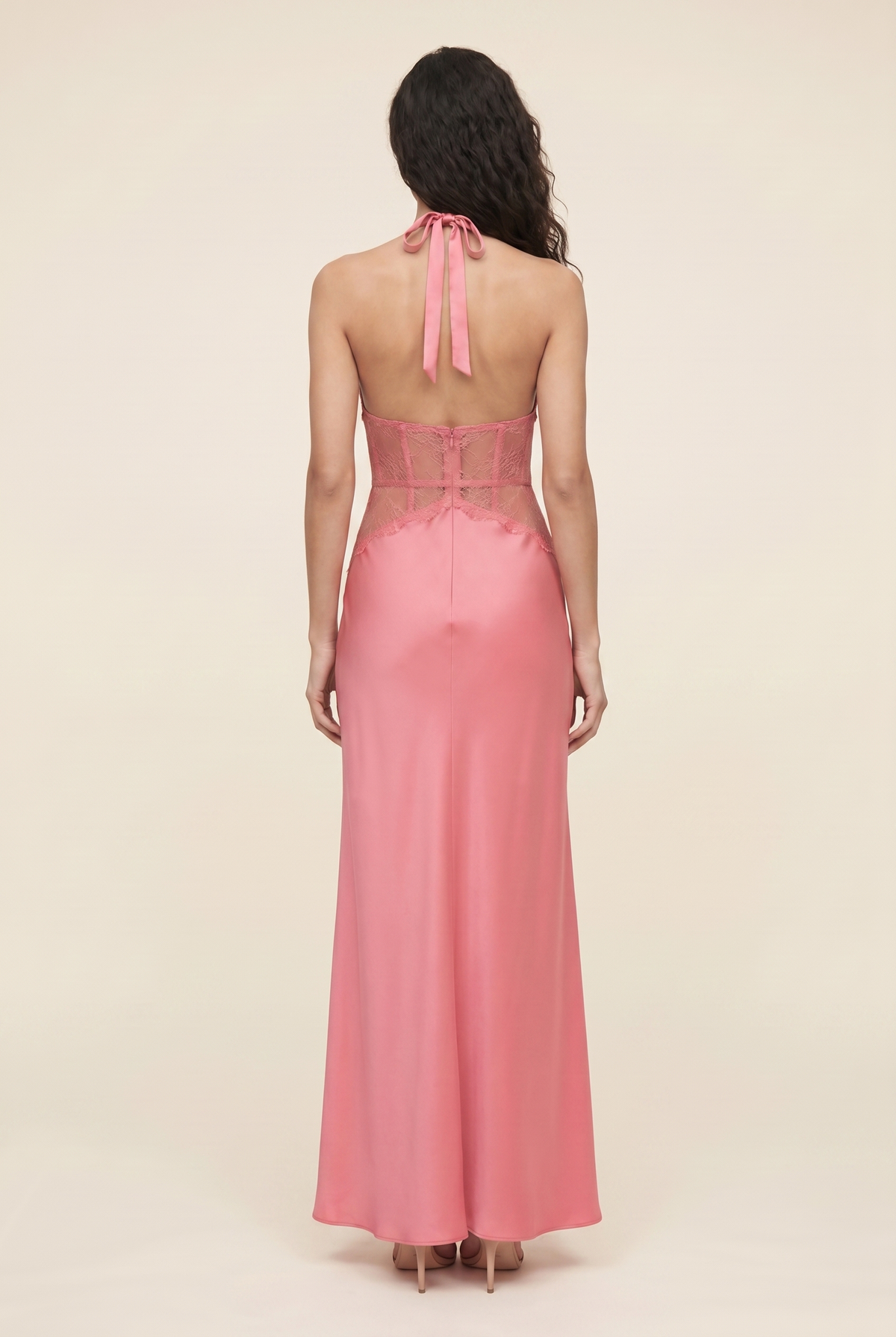 Lumen Lace Maxi Dress - Coral Pink