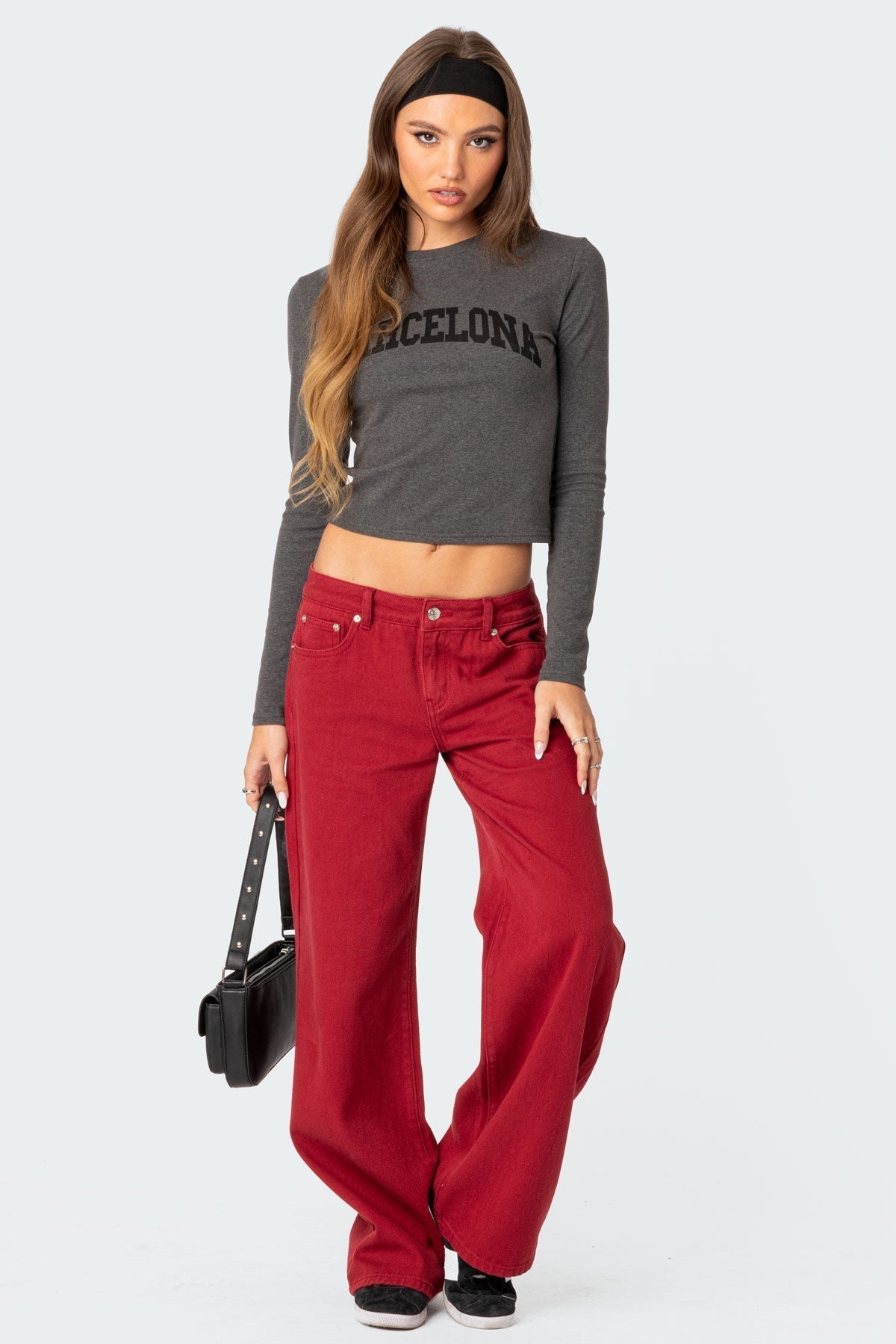 Lysandra Wide Leg Jeans - Red