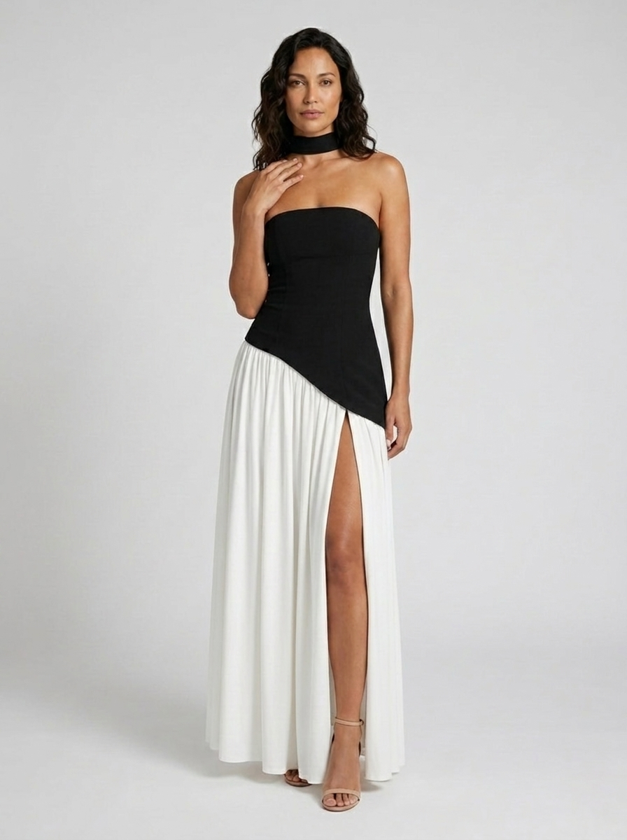 Marcelline Maxi Dress - Black and White