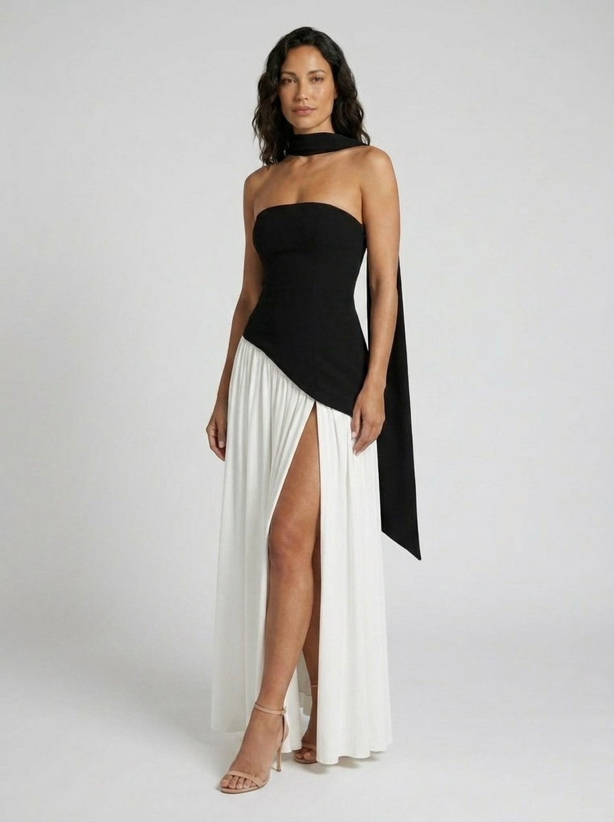Marcelline Maxi Dress - Black and White