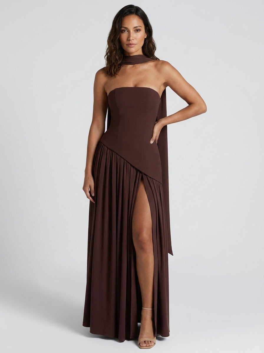 Marcelline Maxi Dress - Chocolate Brown