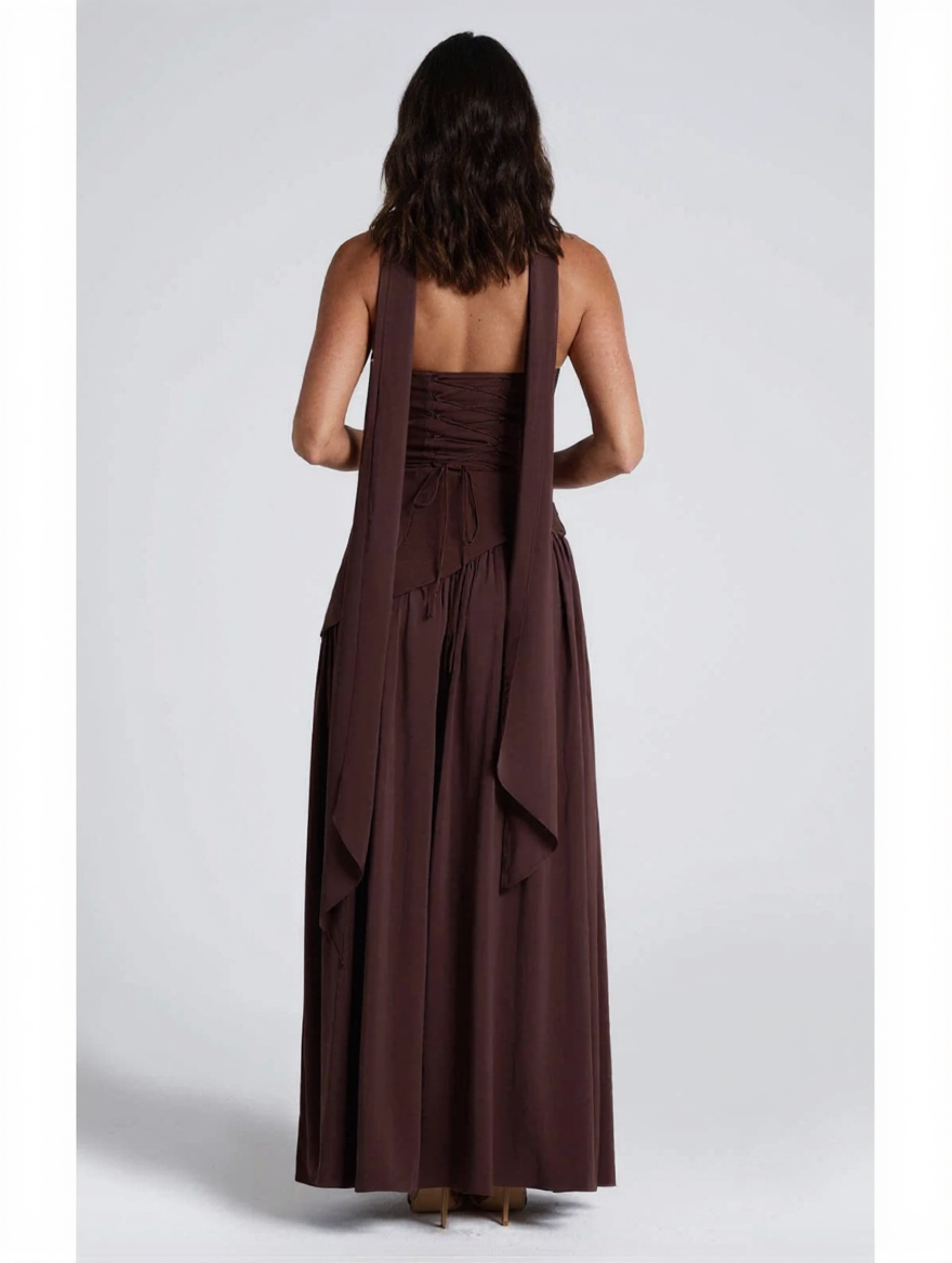 Marcelline Maxi Dress - Chocolate Brown