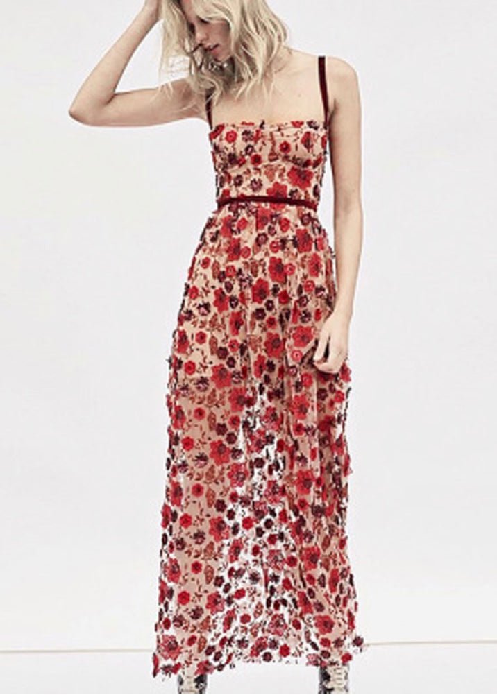 Mariella Floral Maxi Dress - Red Floral