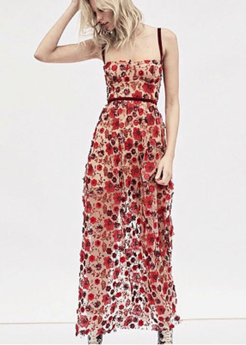 Mariella Floral Maxi Dress - Red Floral