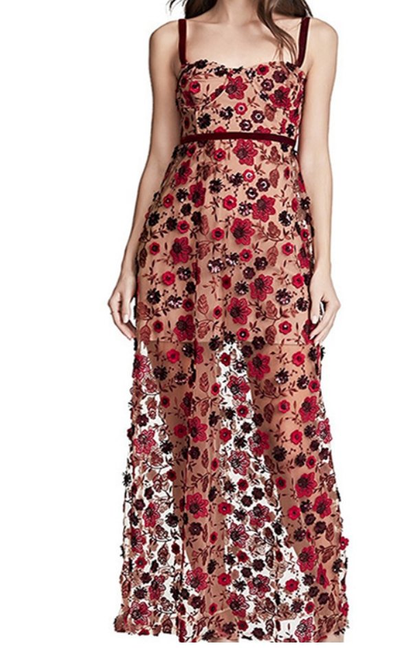 Mariella Floral Maxi Dress - Red Floral