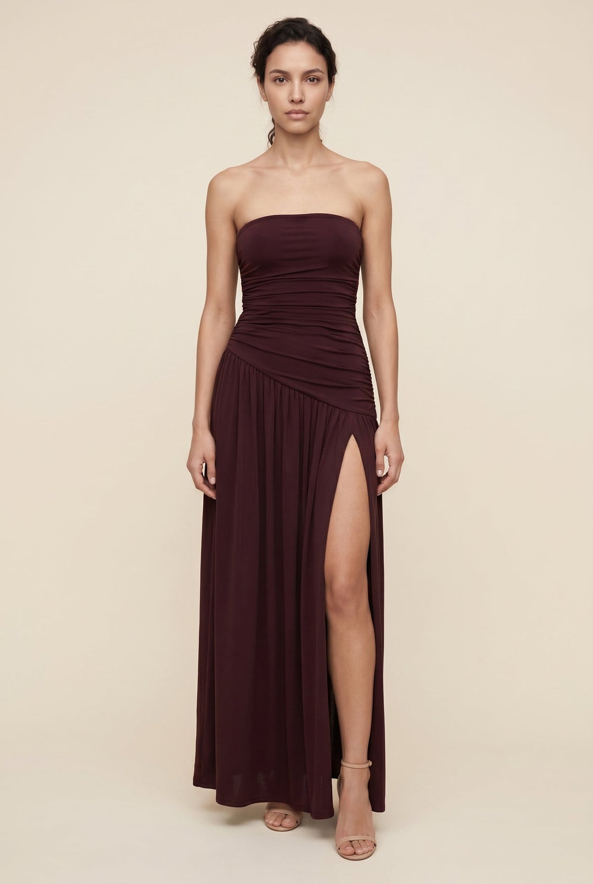 Mathilde Strapless Maxi Dress - Burgundy