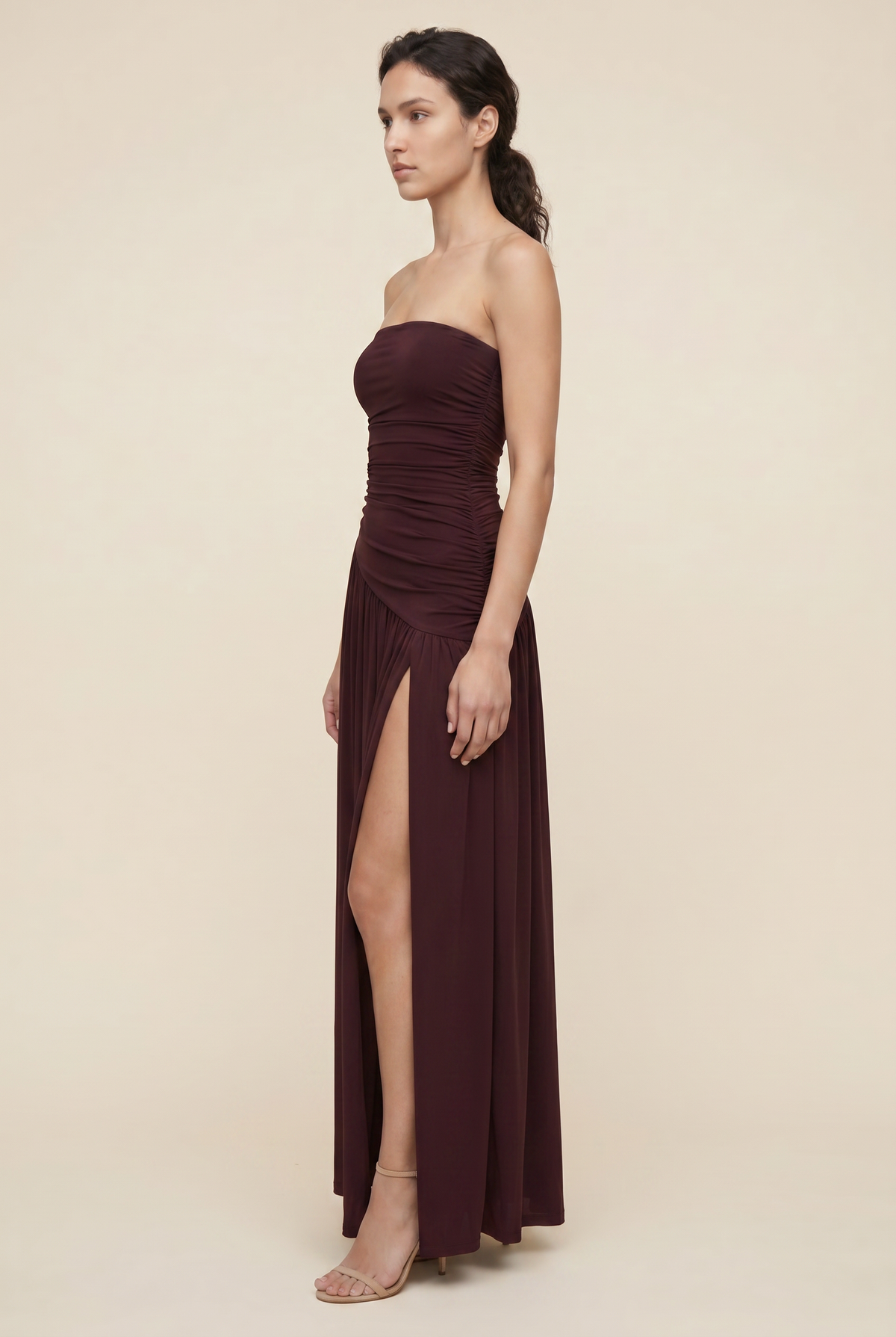 Mathilde Strapless Maxi Dress - Burgundy