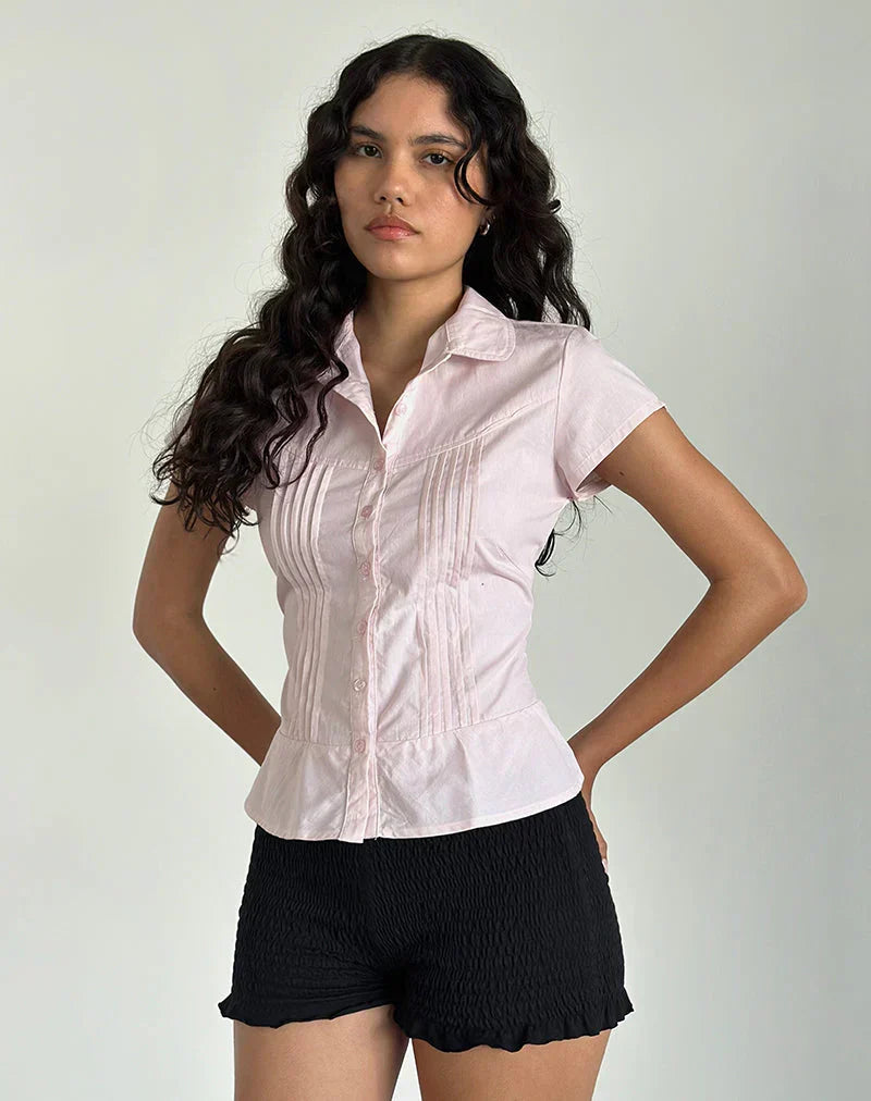 Maxence Pinstripe Blouse - Pink
