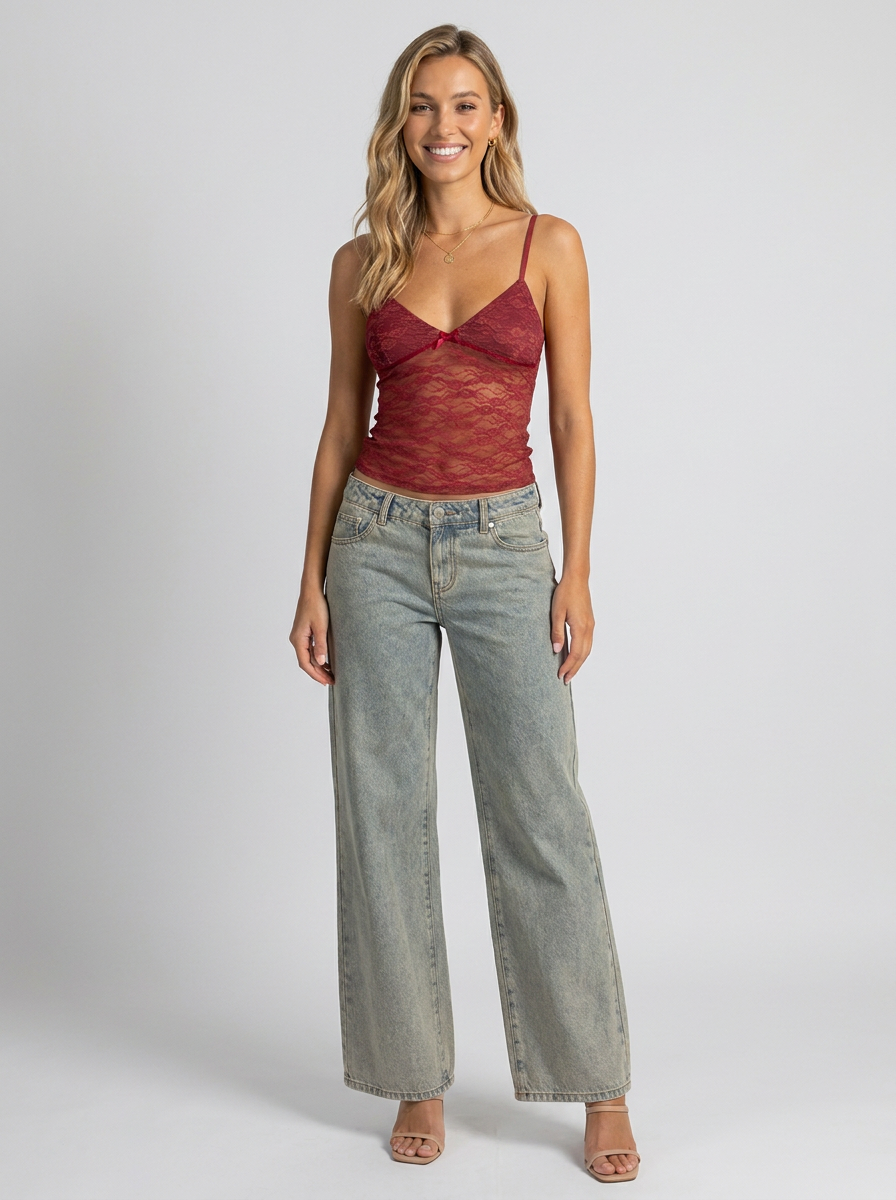 Meribel Lace Top - Red