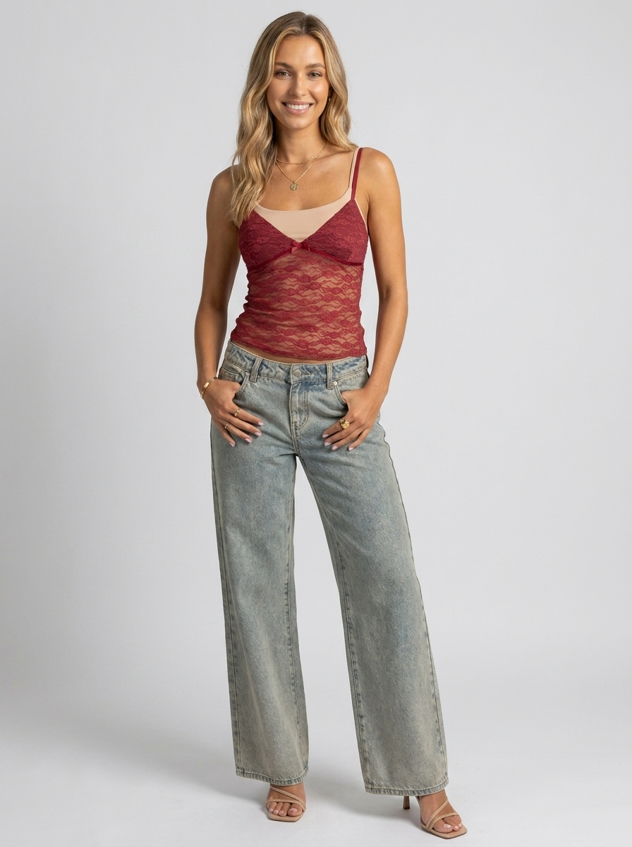 Meribel Lace Top - Red