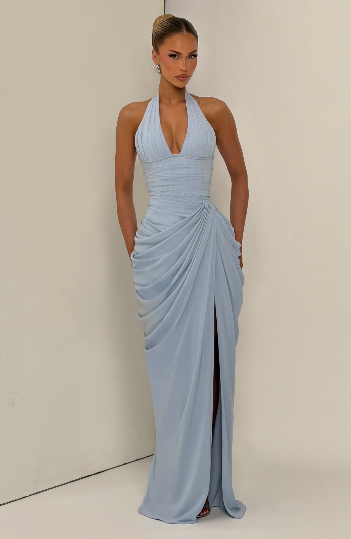 Minette Halter Maxi Dress - Baby Blue