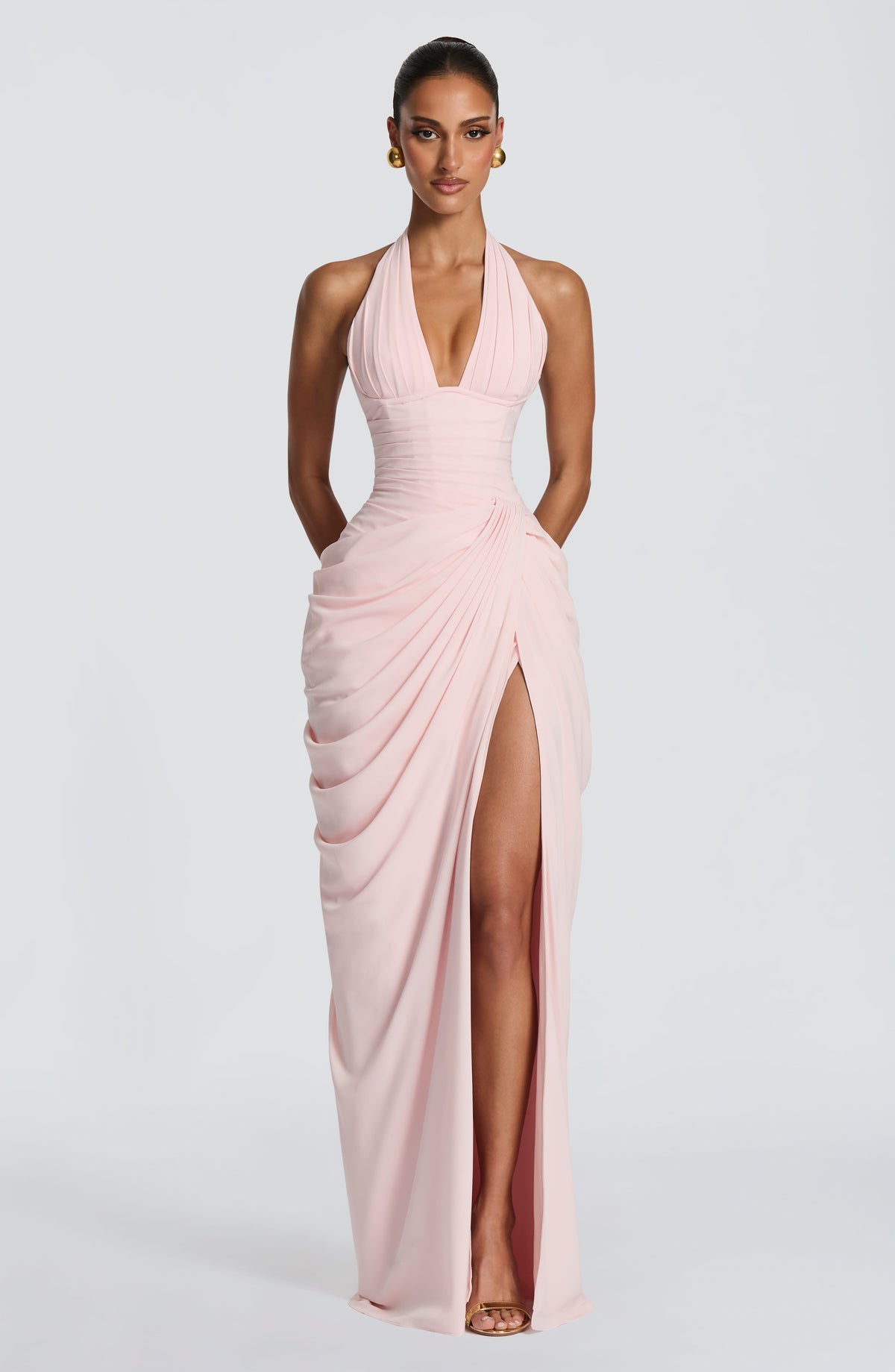 Minette Halter Maxi Dress - Blush Pink