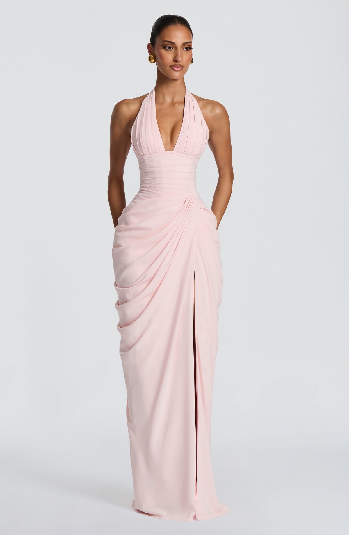 Minette Halter Maxi Dress - Blush Pink