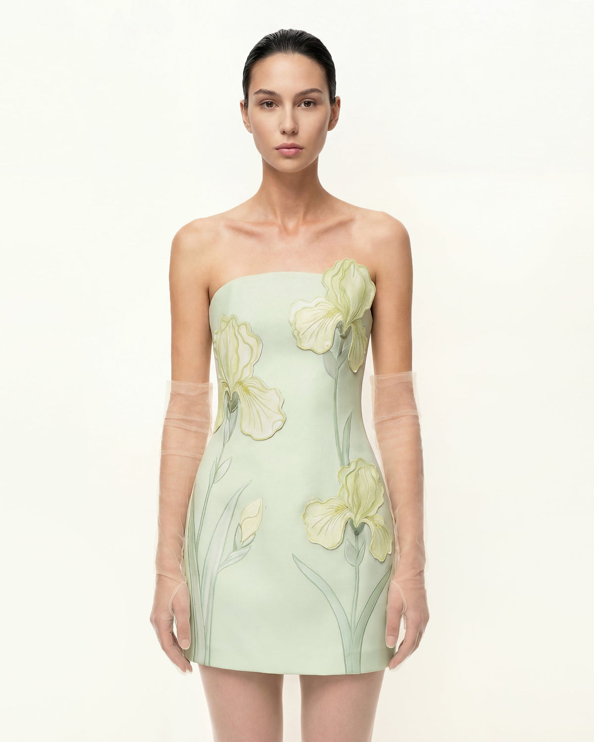 Ninon Strapless Mini Dress - Mint Floral