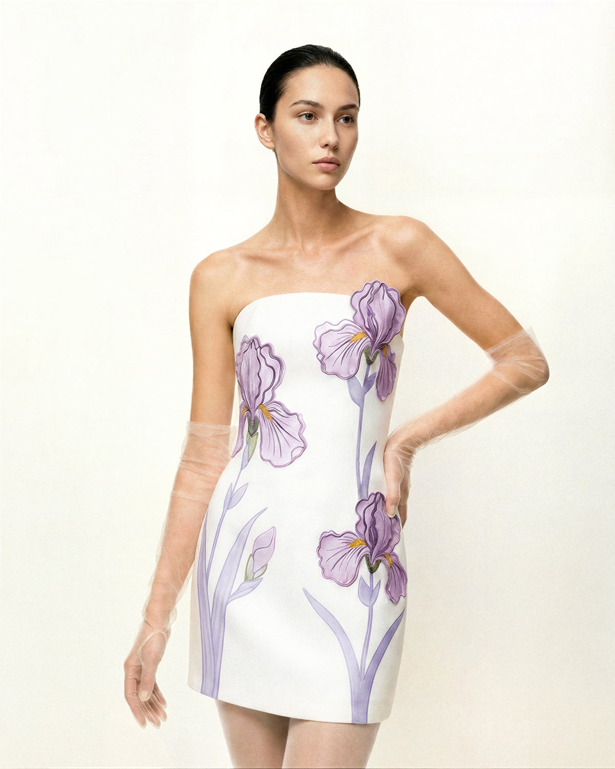 Ninon Strapless Mini Dress - White Floral