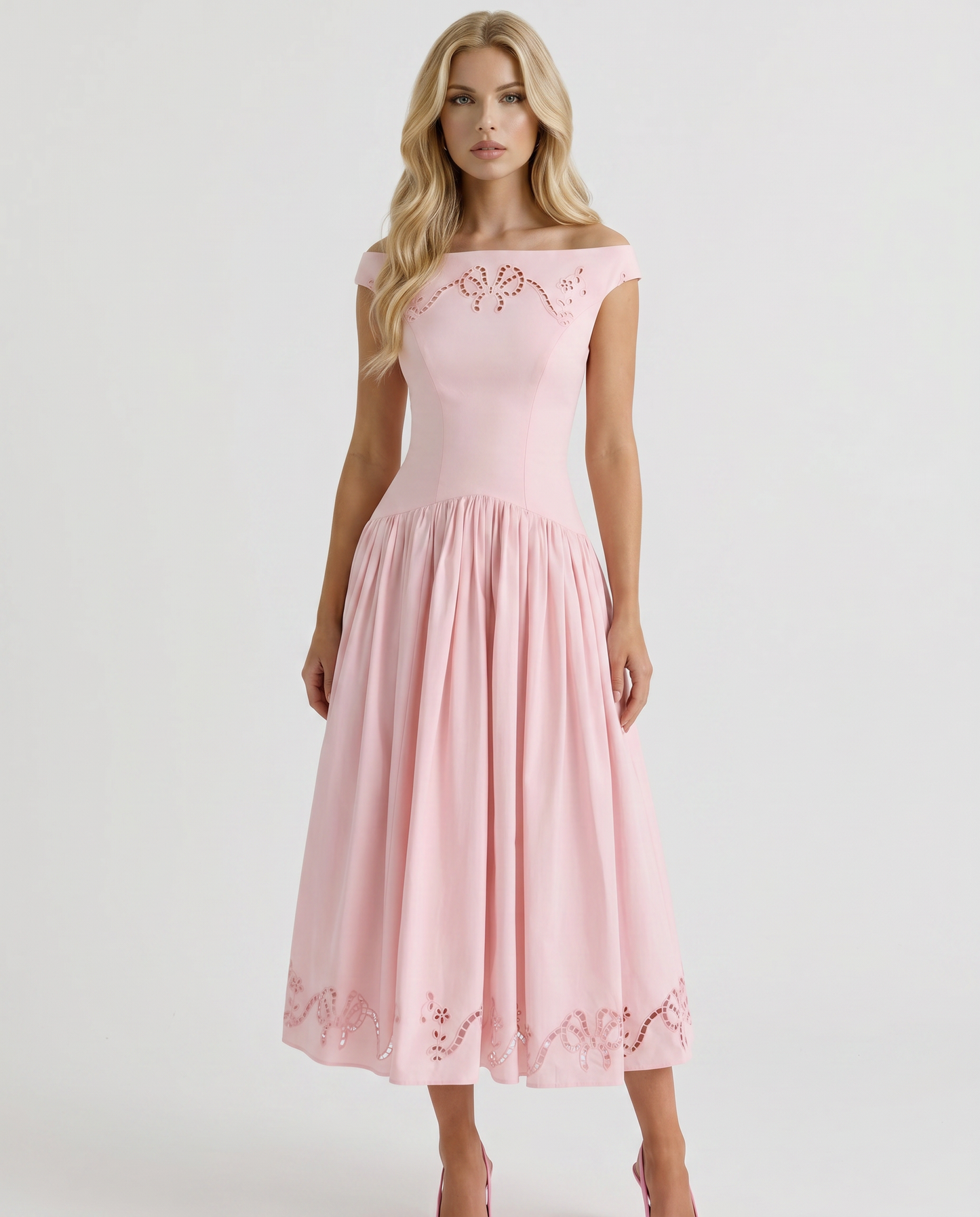 Orla Embroidered Boat Midi Dress