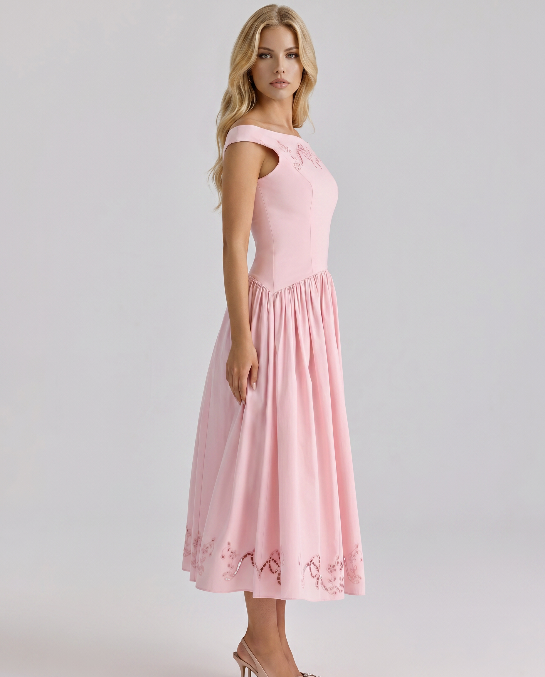 Orla Embroidered Boat Midi Dress