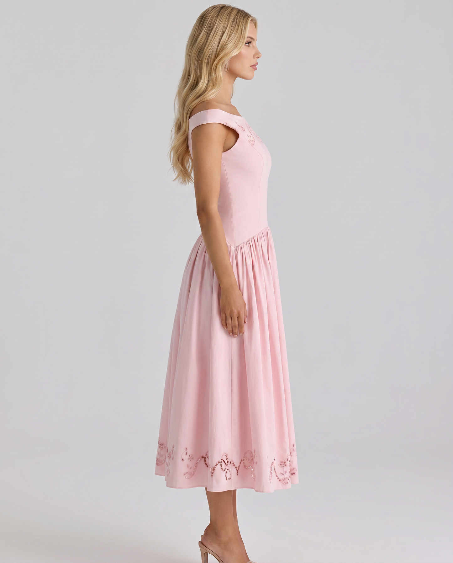Orla Embroidered Boat Midi Dress