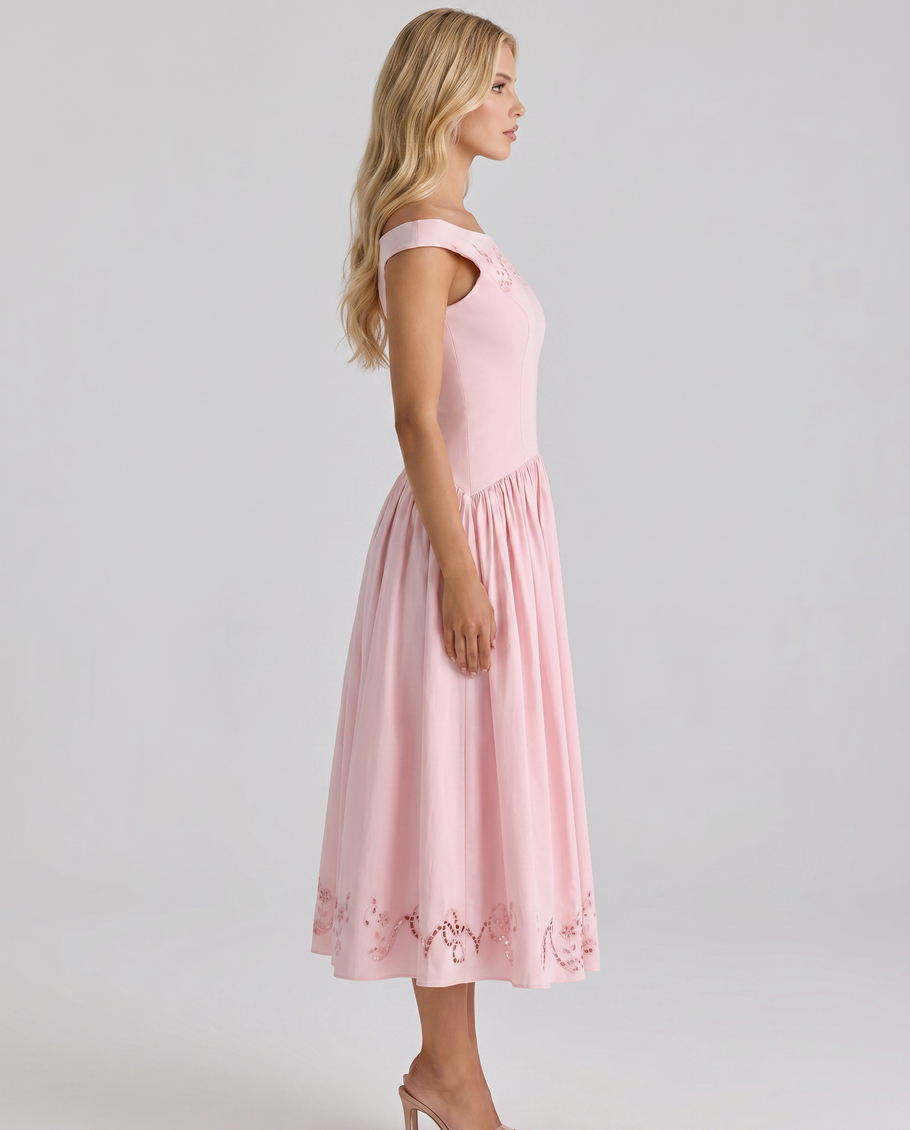 Orla Embroidered Boat Midi Dress