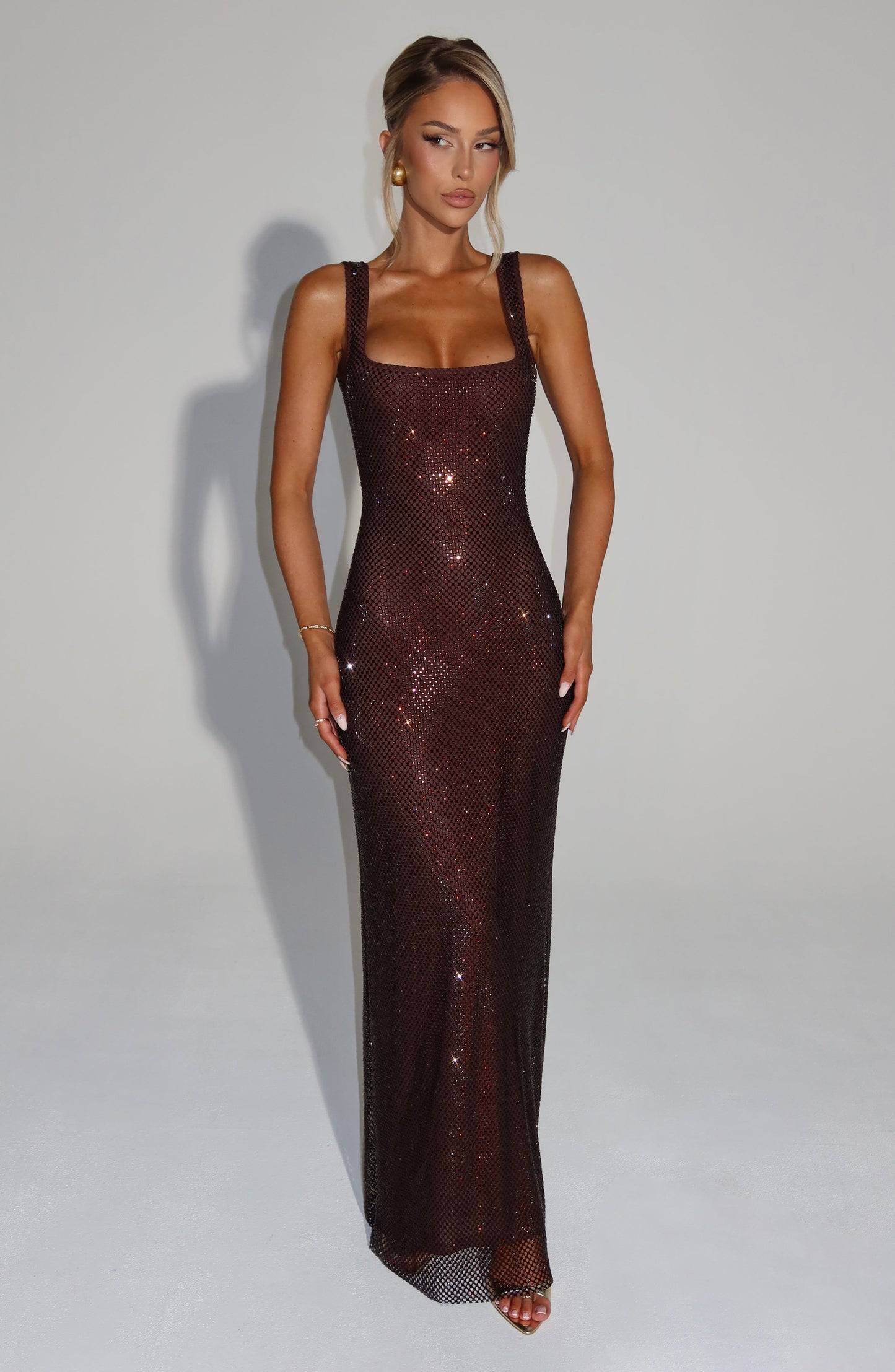 Parker Maxi Dress - Brown, front