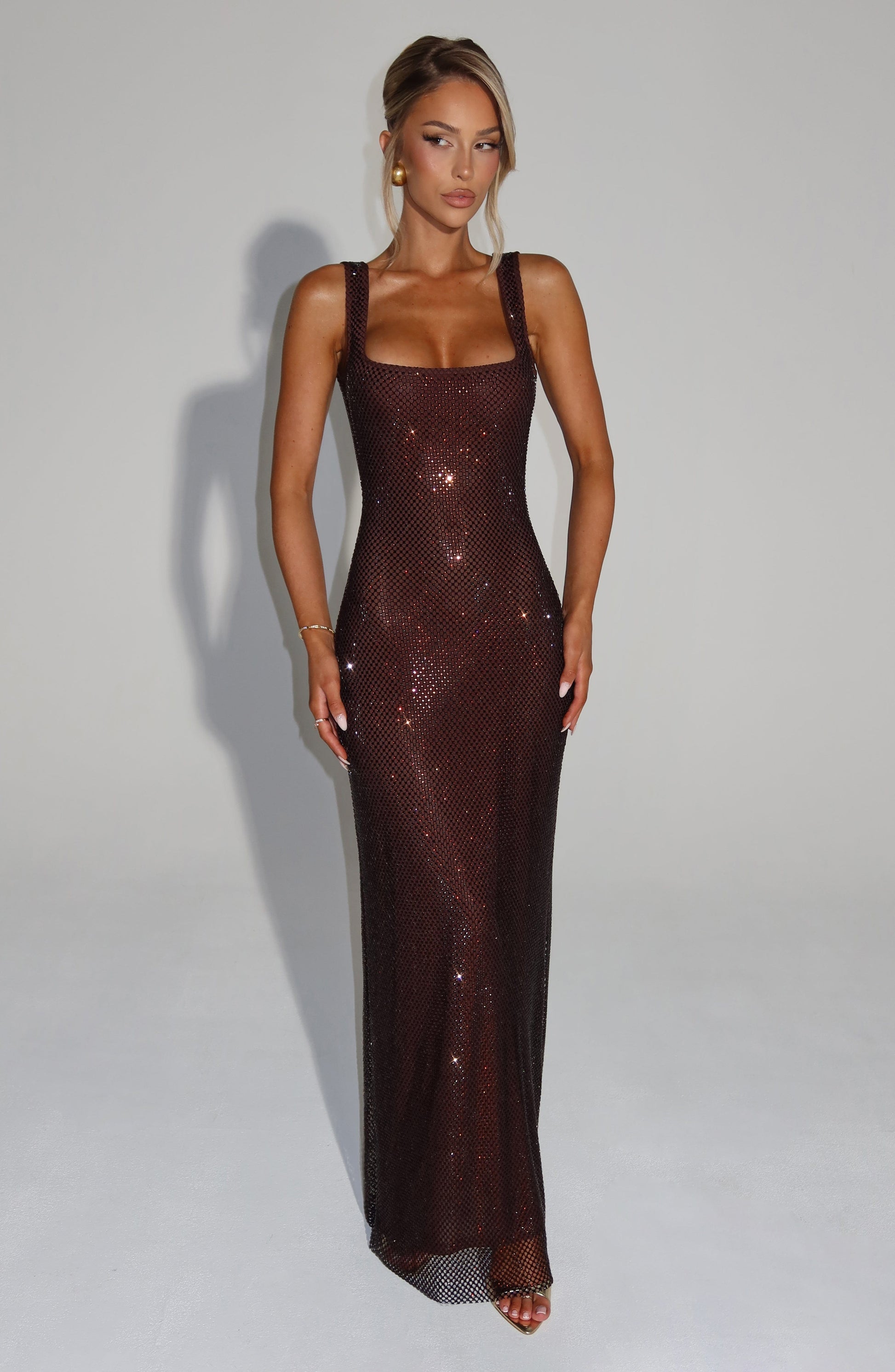 Parker Maxi Dress - Brown, front