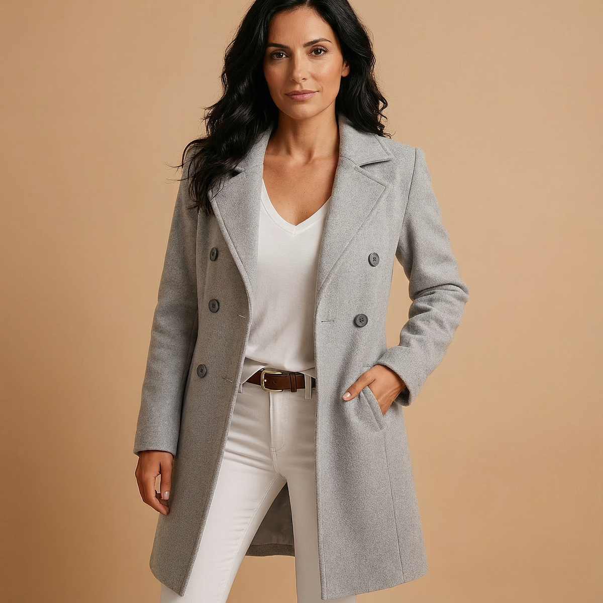 Petronella Wool Blend Coat - Grey