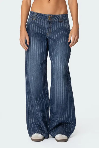 Rosalie Striped Low Rise Jeans