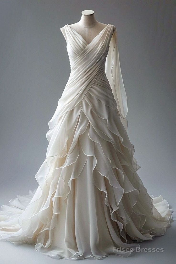 Celina Chiffon Gown - White