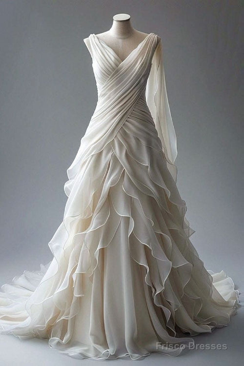 Celina Chiffon Gown - White