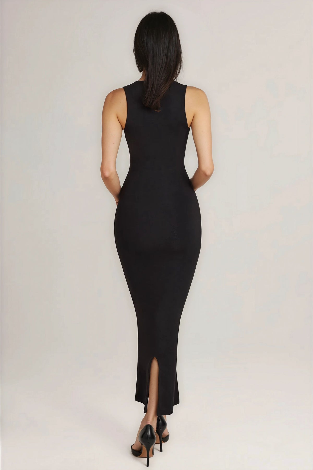 Rosaria Square Neck Midi Dress - Black